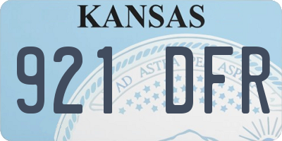 KS license plate 921DFR