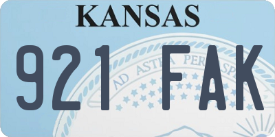 KS license plate 921FAK
