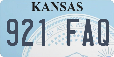 KS license plate 921FAQ