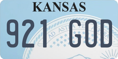 KS license plate 921GOD