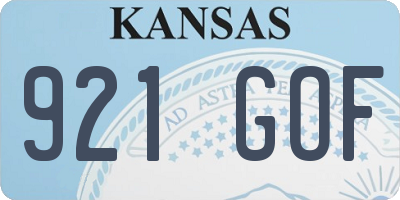 KS license plate 921GOF