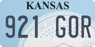 KS license plate 921GOR