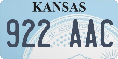 KS license plate 922AAC