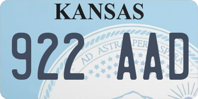 KS license plate 922AAD