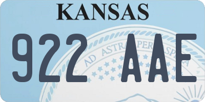 KS license plate 922AAE