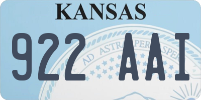 KS license plate 922AAI