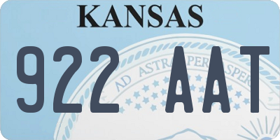KS license plate 922AAT