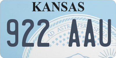 KS license plate 922AAU
