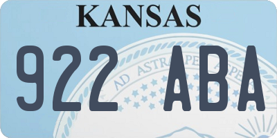 KS license plate 922ABA
