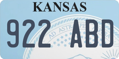 KS license plate 922ABD