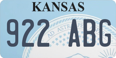 KS license plate 922ABG