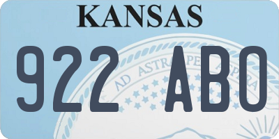 KS license plate 922ABO