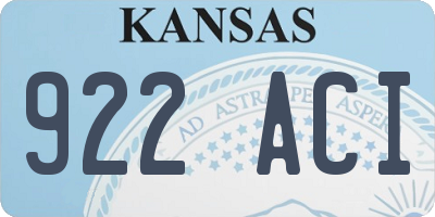 KS license plate 922ACI