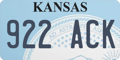 KS license plate 922ACK