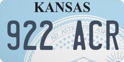 KS license plate 922ACR