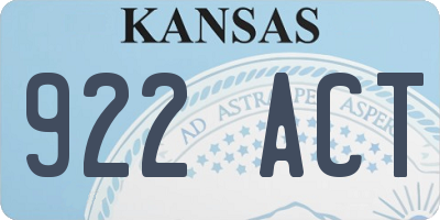 KS license plate 922ACT