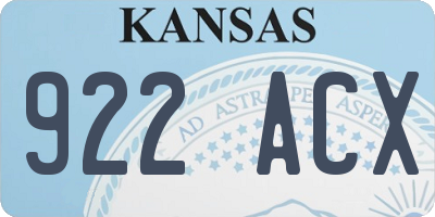 KS license plate 922ACX