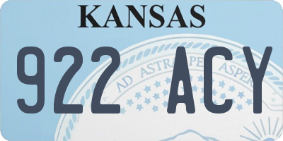 KS license plate 922ACY