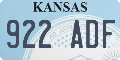 KS license plate 922ADF