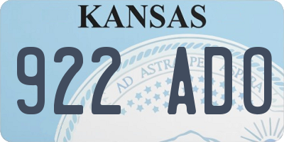KS license plate 922ADO