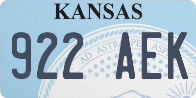 KS license plate 922AEK