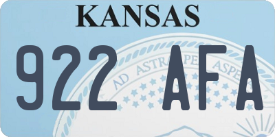 KS license plate 922AFA