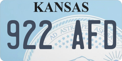 KS license plate 922AFD