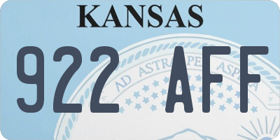 KS license plate 922AFF