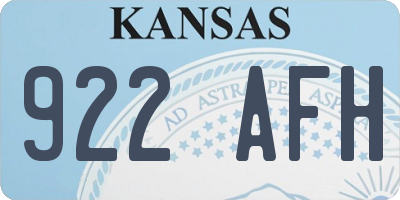KS license plate 922AFH