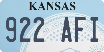 KS license plate 922AFI