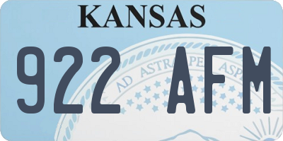 KS license plate 922AFM