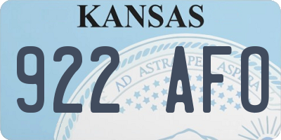 KS license plate 922AFO