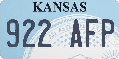 KS license plate 922AFP