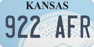 KS license plate 922AFR