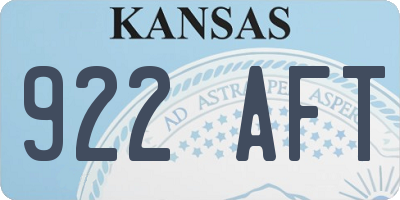 KS license plate 922AFT