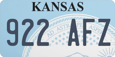 KS license plate 922AFZ