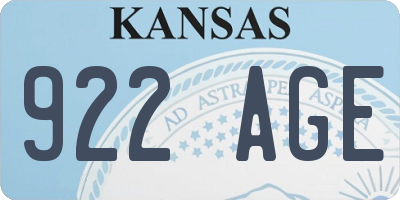 KS license plate 922AGE