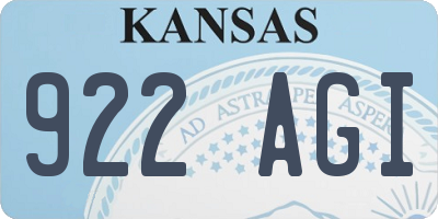 KS license plate 922AGI