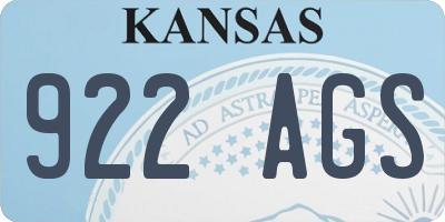 KS license plate 922AGS