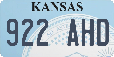 KS license plate 922AHD