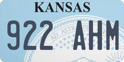 KS license plate 922AHM