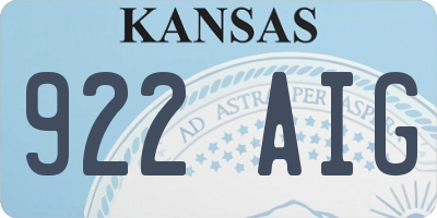 KS license plate 922AIG