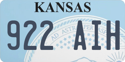 KS license plate 922AIH