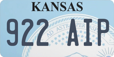 KS license plate 922AIP