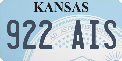 KS license plate 922AIS