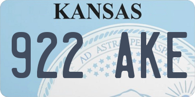 KS license plate 922AKE