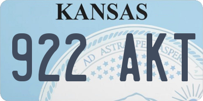 KS license plate 922AKT