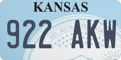 KS license plate 922AKW
