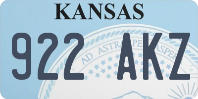KS license plate 922AKZ