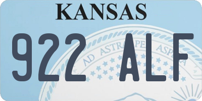 KS license plate 922ALF